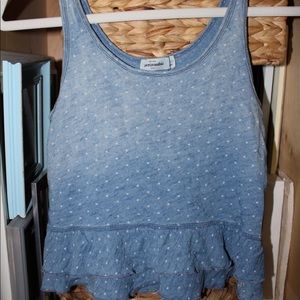 Denim color polka dot blouse